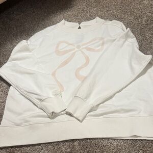 Aerie Cozy White ribbon crewneck